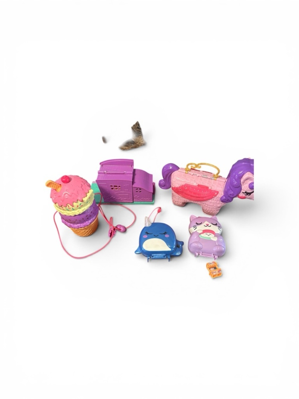 Lot of Polly Pocket playsets, Sushi cat, Arctic whale, unicorn, ect